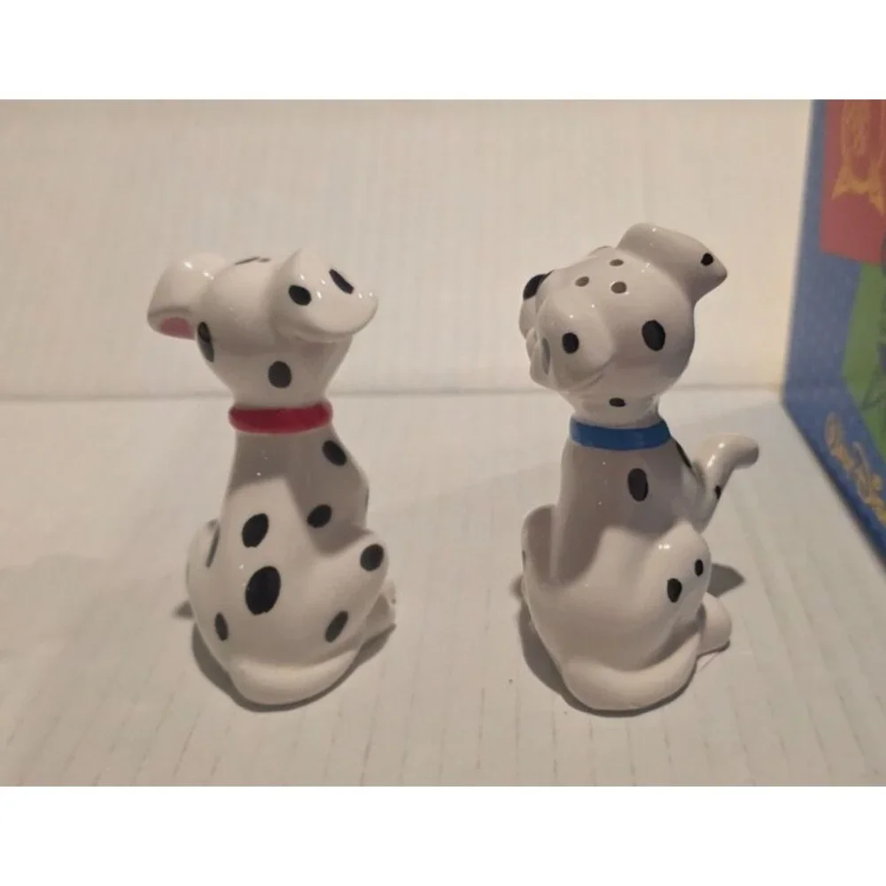 101 Dalmatians Patch & Lucky Ceramic Figures Salt & Pepper Shakers VTG Gift Box